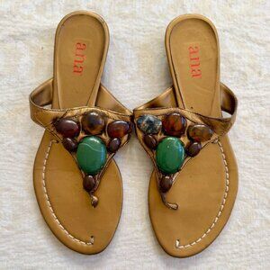 a.n.a Gold Jeweled Thong Sandals – Size 7.5